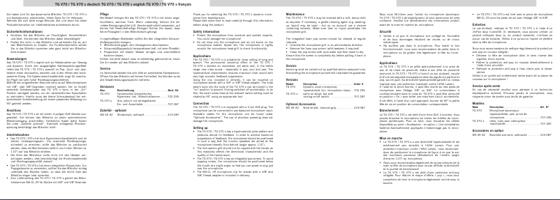 Page n°1 - Manuel utilisateur Beyerdynamic TG V70