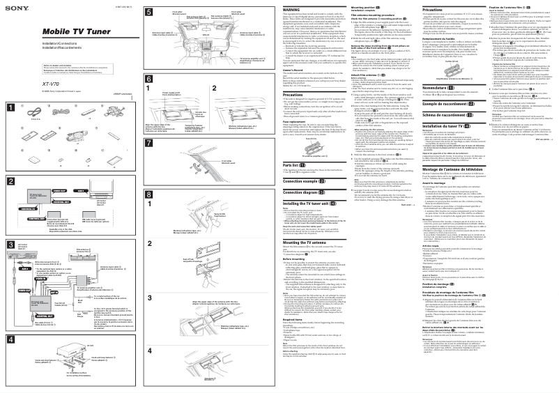 Page n°1 - Guide d'installation Sony XT-V70