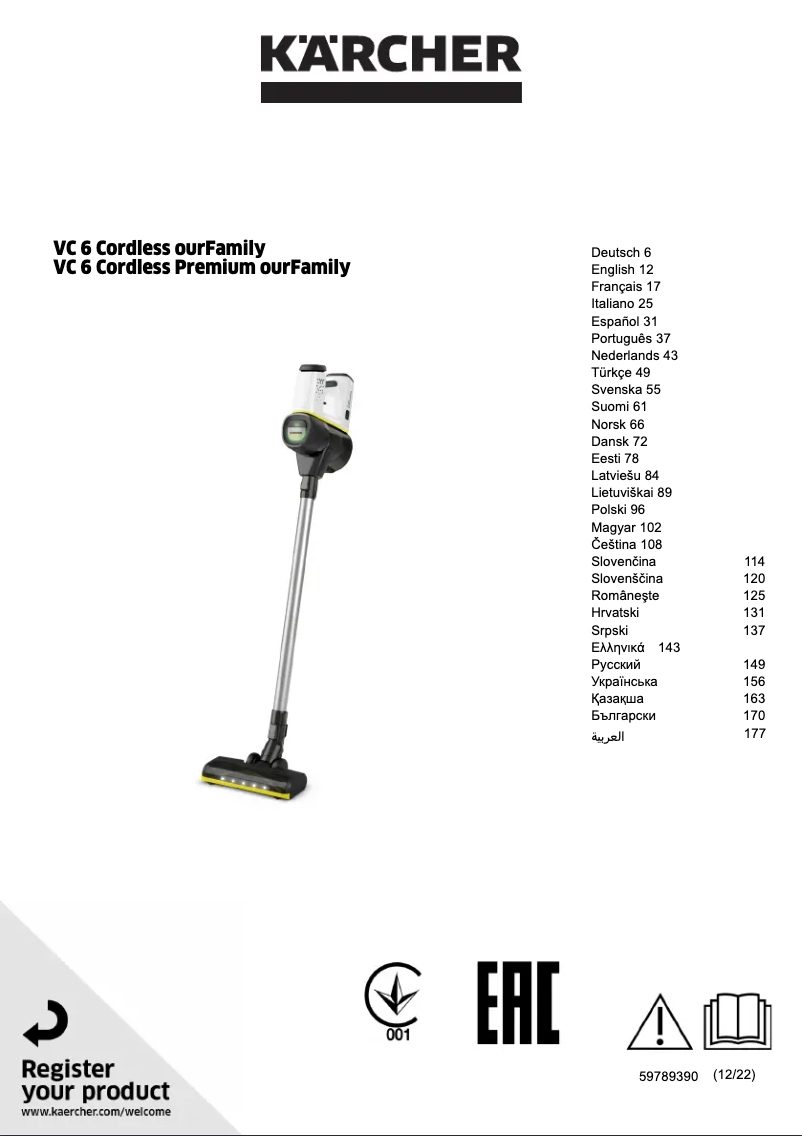 Page 1 de la notice Manuel utilisateur Kärcher VC 6 Cordless ourFamily