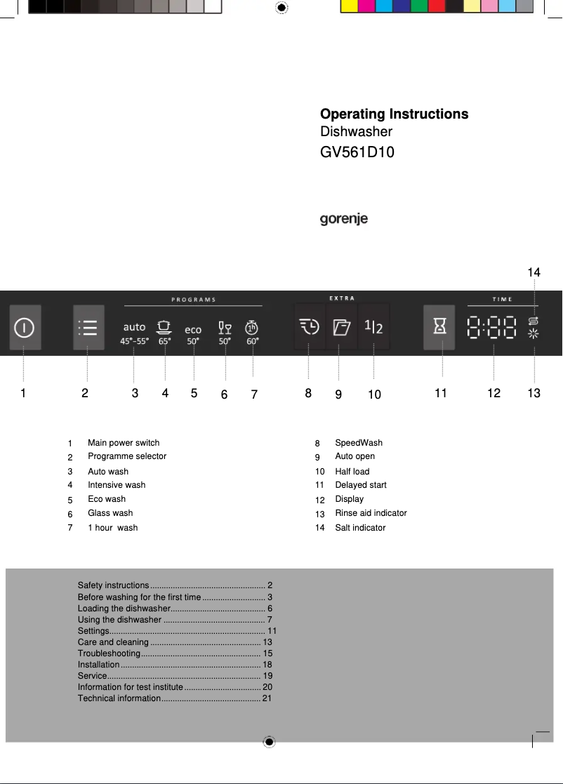 Page n°1 - Manuel utilisateur Gorenje GV561D10