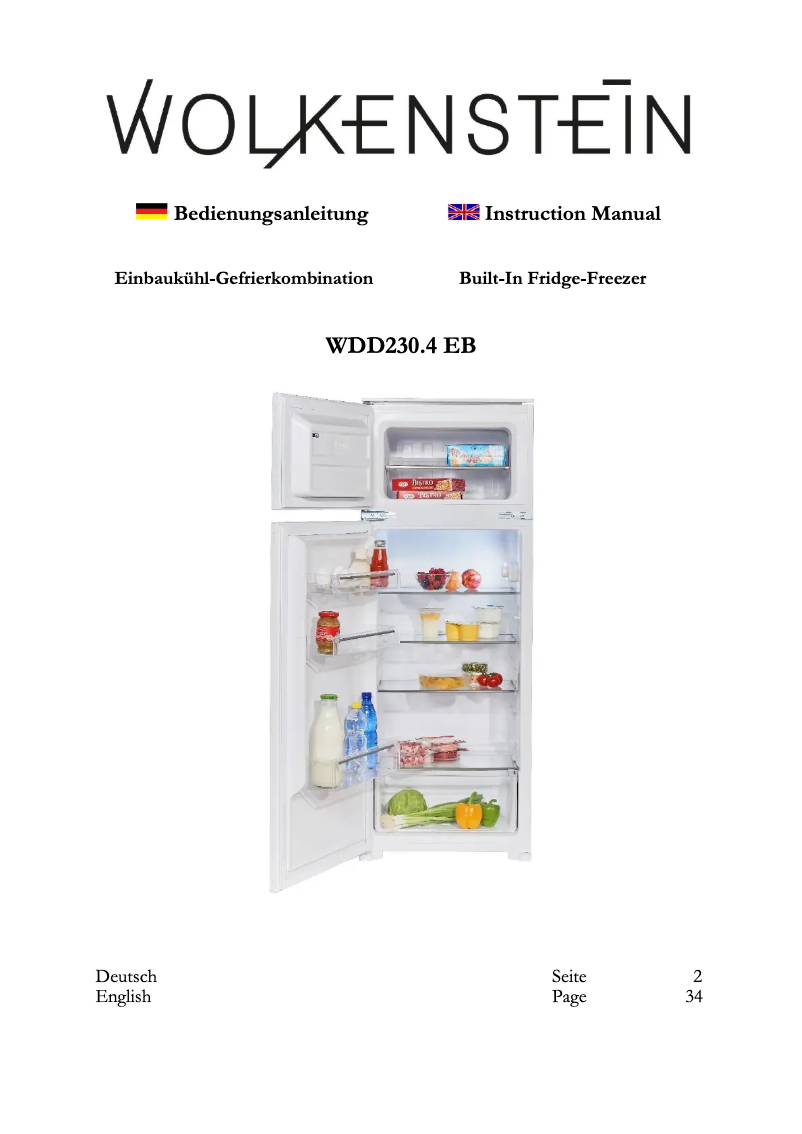 Image de la première page du manuel de l'appareil WDD230.4 EB