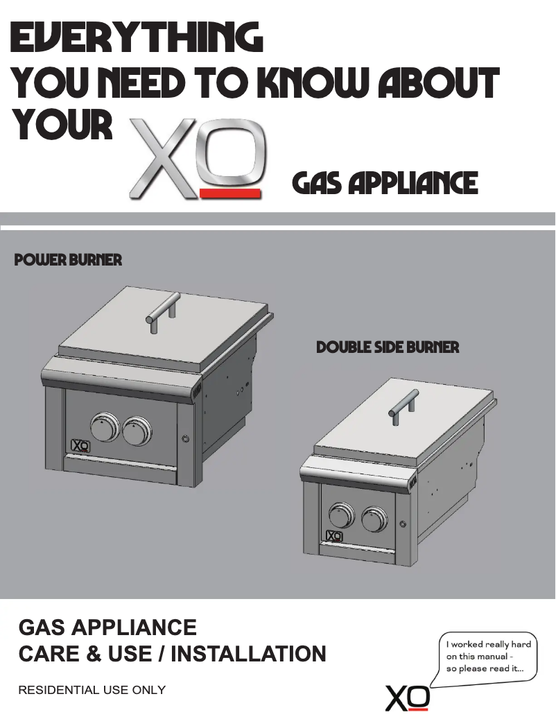 Page 1 de la notice Manuel utilisateur XO XOGSIDEBURNL
