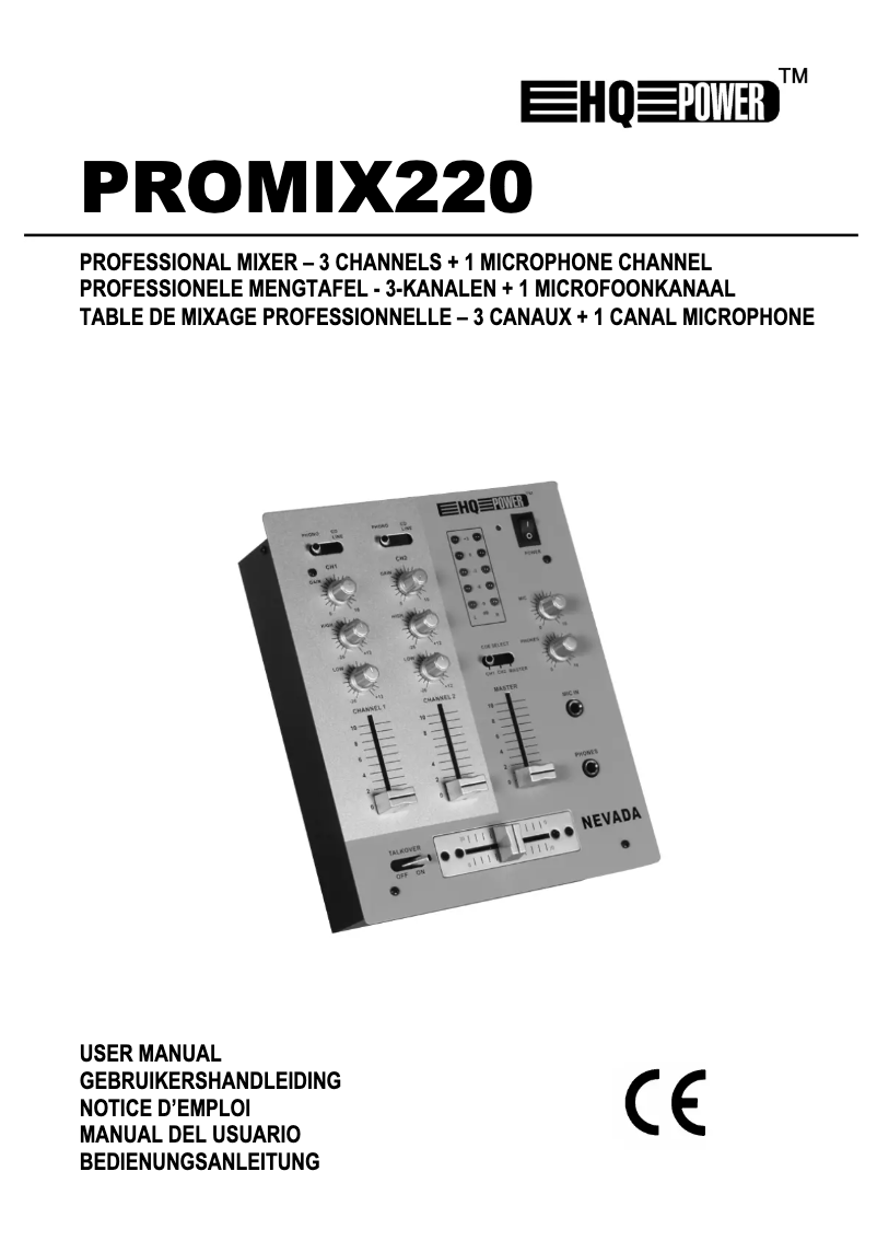 Image de la première page du manuel de l'appareil PROMIX220