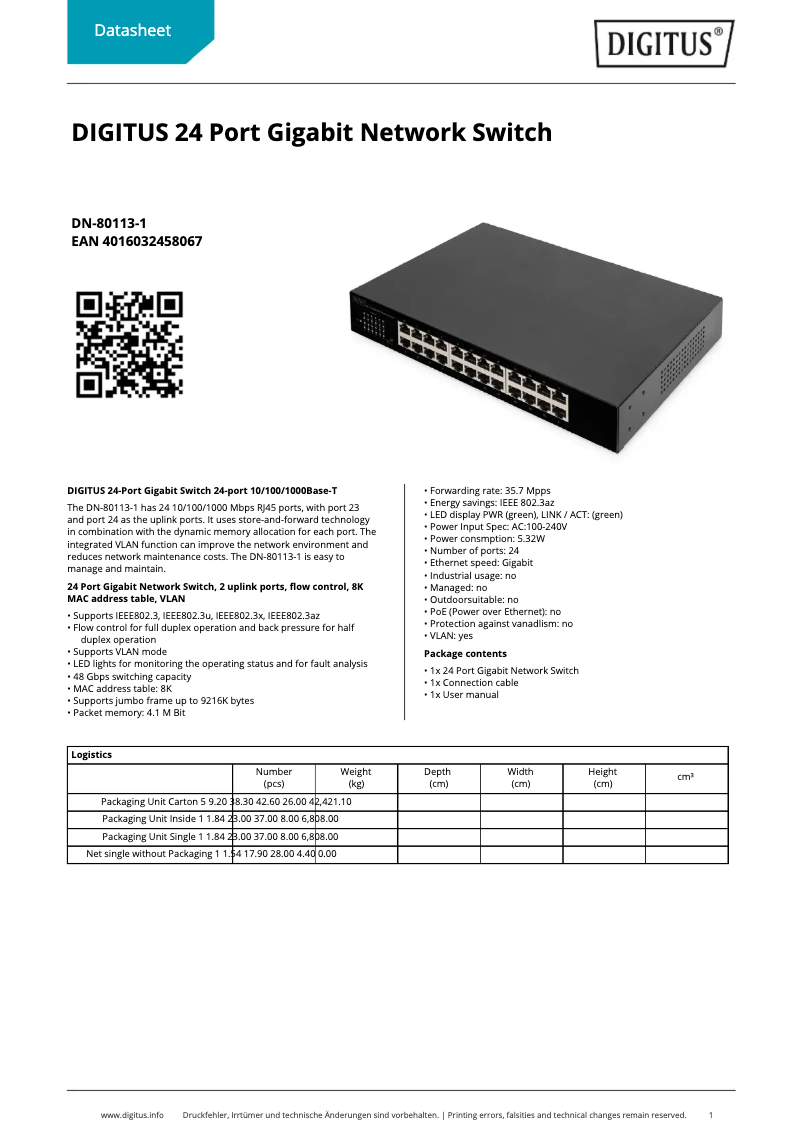 Image de la première page du manuel de l'appareil DN-80113-1