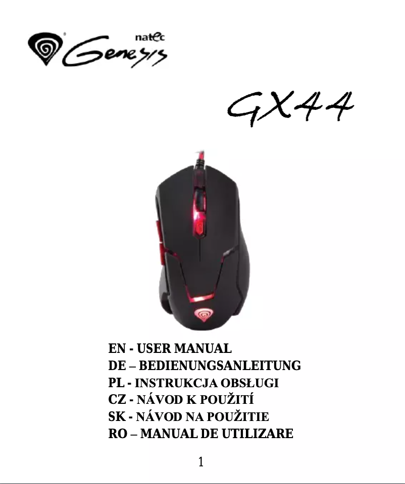 Page 1 de la notice Manuel utilisateur Natec GX44