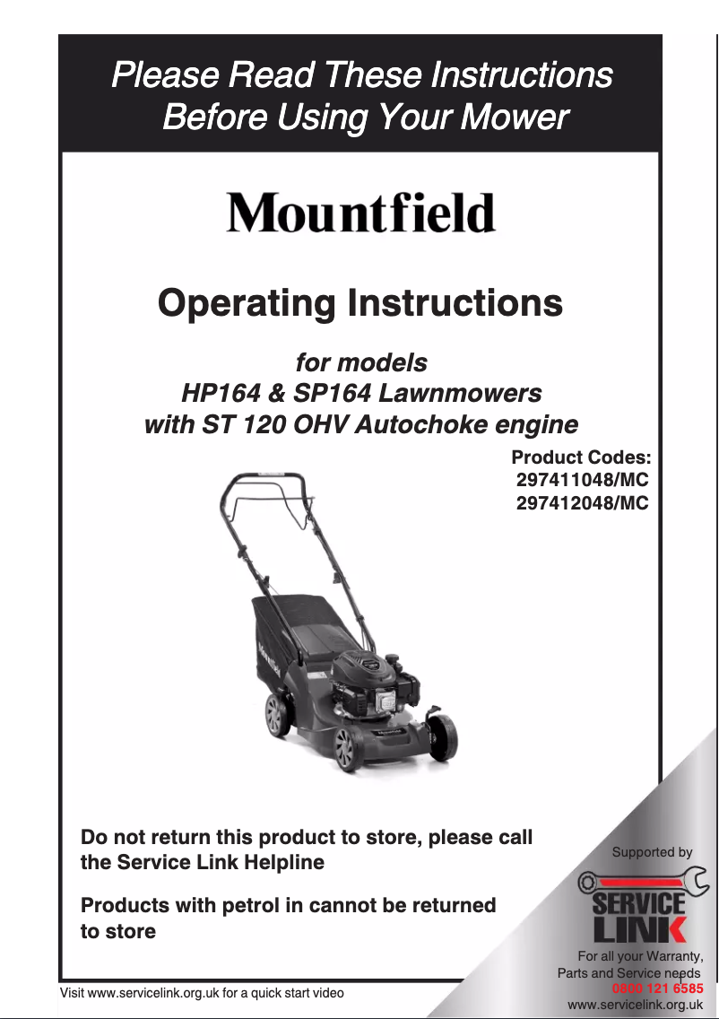 Page 1 de la notice Manuel utilisateur Mountfield SP164