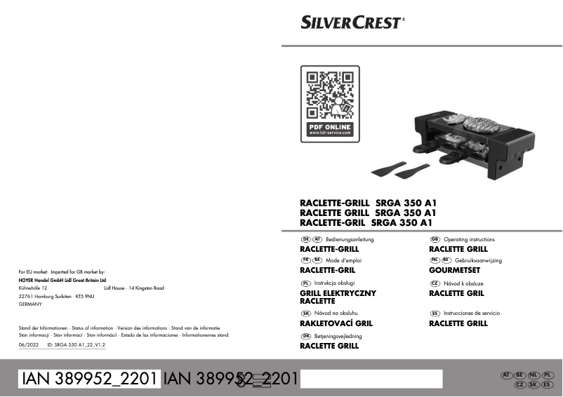 Page n°1 - Manuel utilisateur SilverCrest SRGA 350 A1