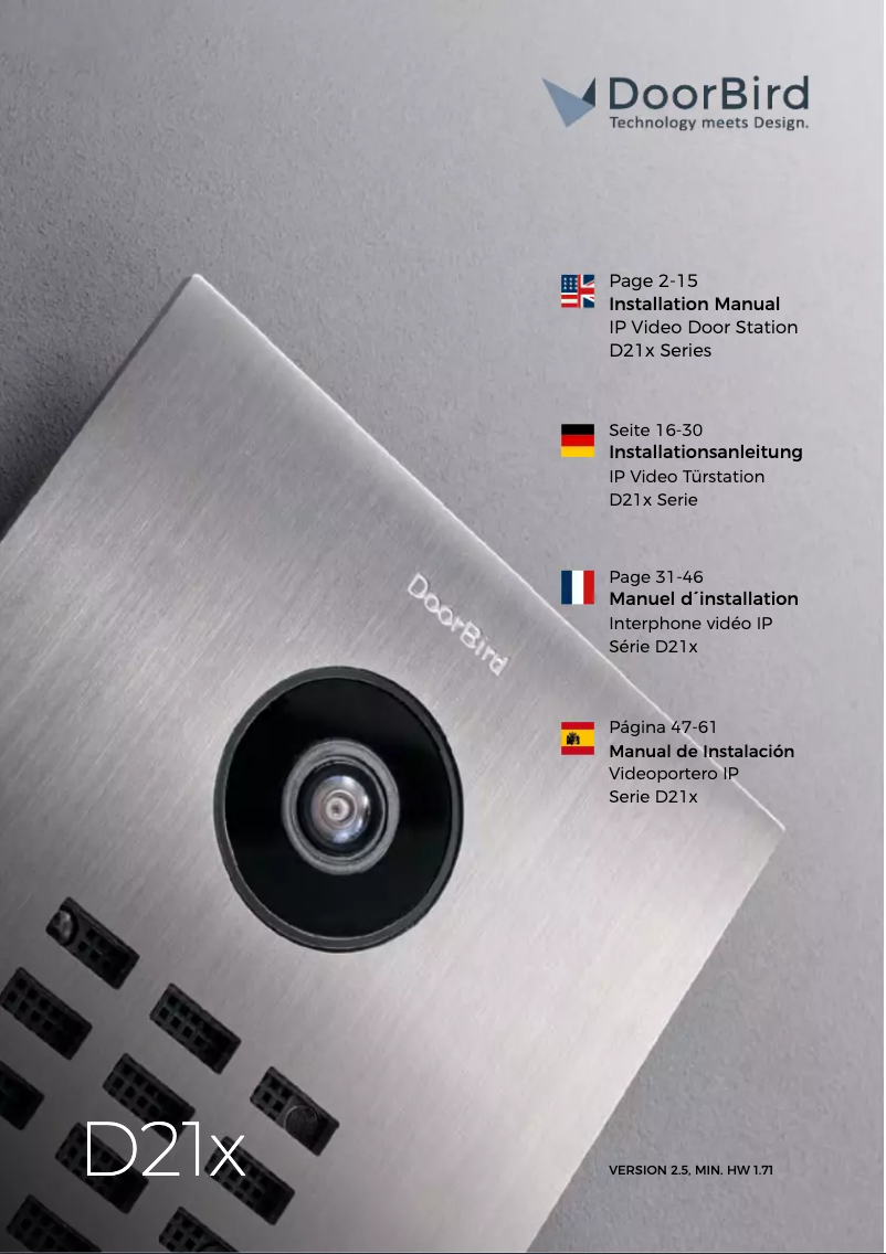 Page 1 de la notice Manuel utilisateur DoorBird D2101FV