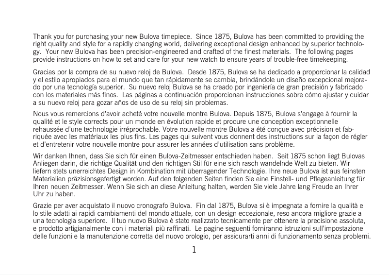 Page 1 de la notice Manuel utilisateur Bulova Precisionist 96G175