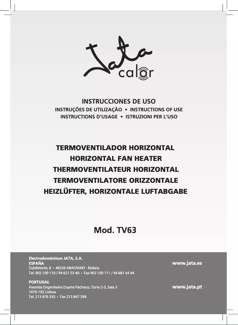 Page 1 de la notice Manuel utilisateur Jata TV63