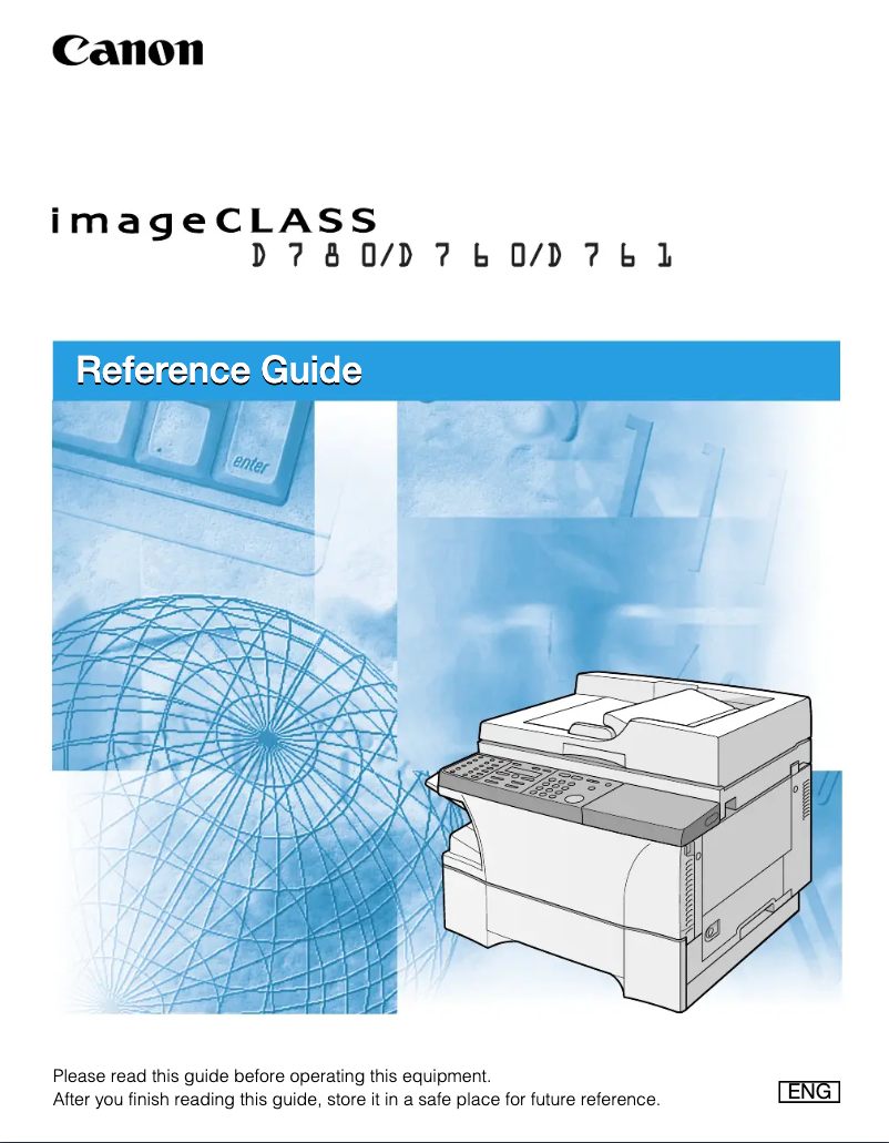 Image de la première page du manuel de l'appareil imageCLASS D760