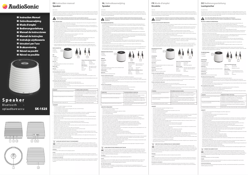 Page 1 de la notice Manuel utilisateur AudioSonic SK-1525