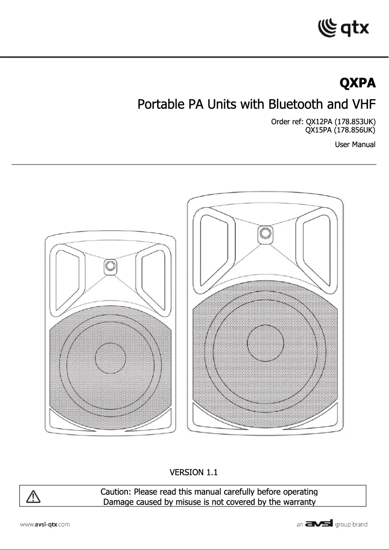 Page 1 de la notice Manuel utilisateur Qtx QX12PA