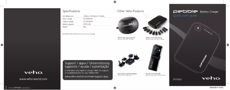 Page n°1 - Manuel utilisateur Veho Pebble Verto