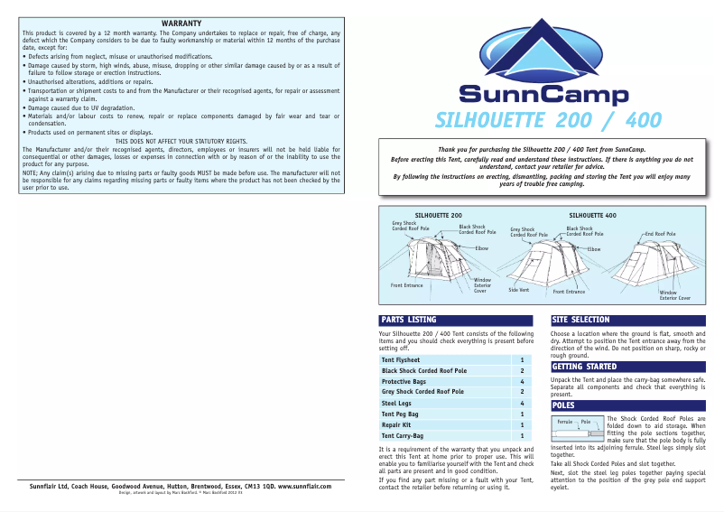 Image de la première page du manuel de l'appareil Silhouette 400