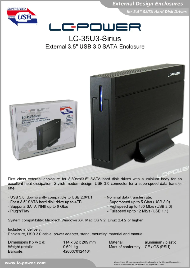 Image de la première page du manuel de l'appareil LC-35U3-Sirius