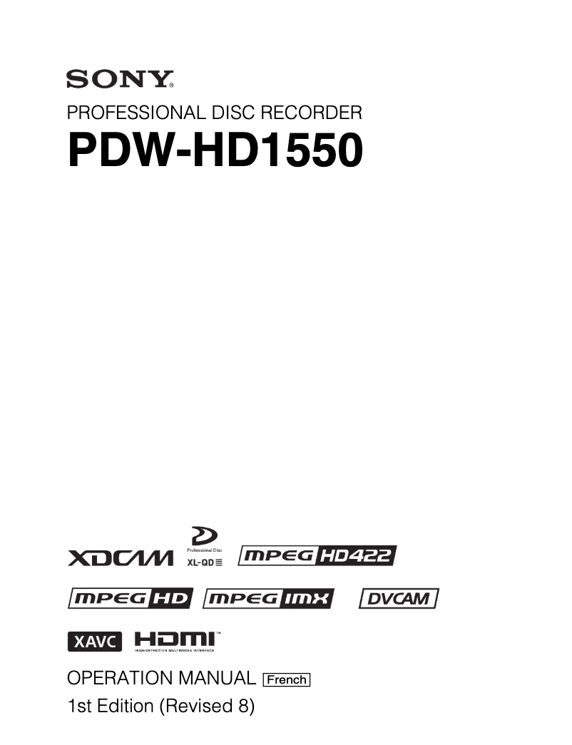 Page n°1 - Manuel utilisateur Sony PDW-HD1550