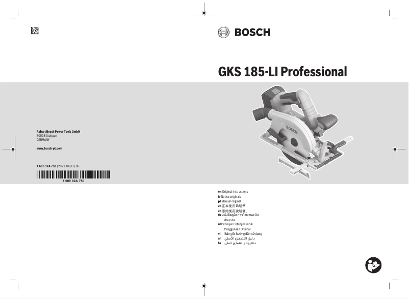 Page n°1 - Manuel utilisateur Bosch GKS 185-LI Professional