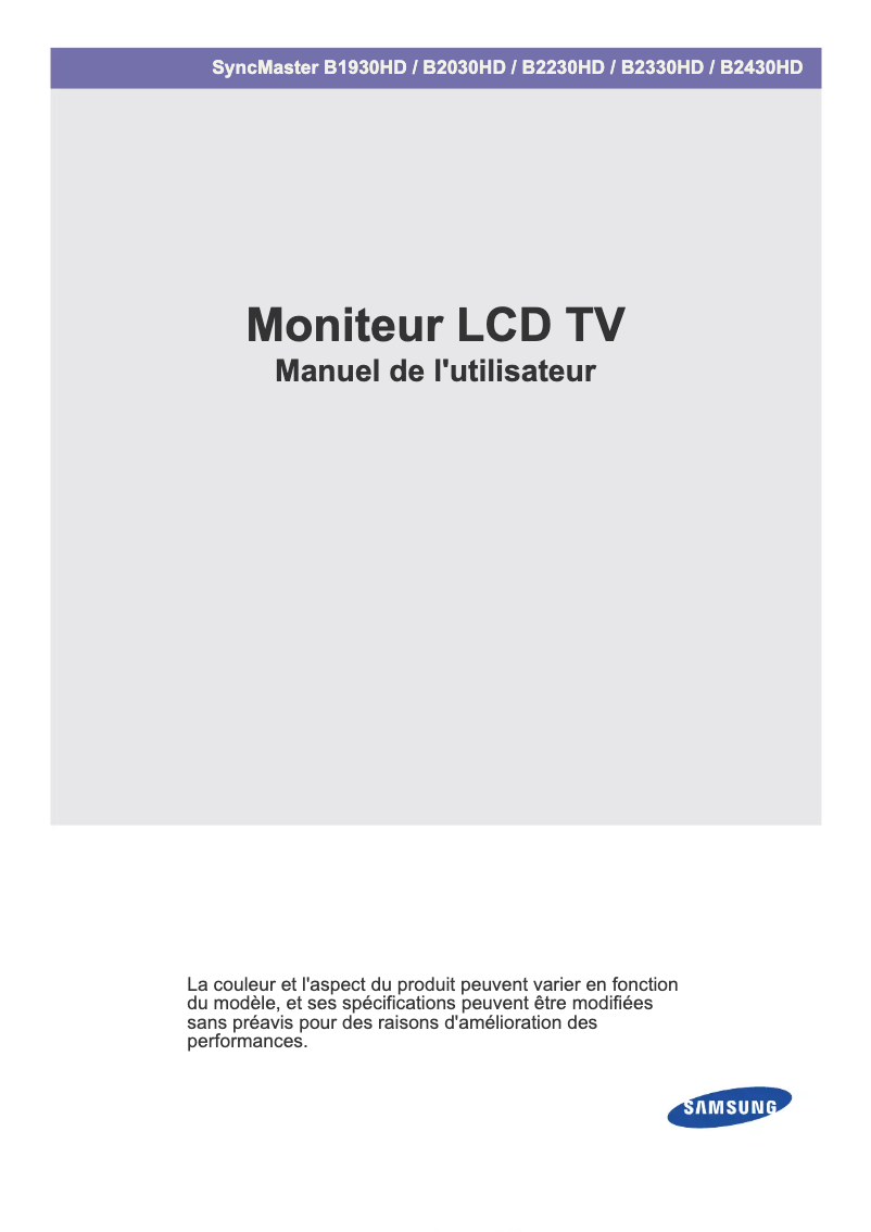 Page n°1 - Manuel utilisateur Samsung B2330HD