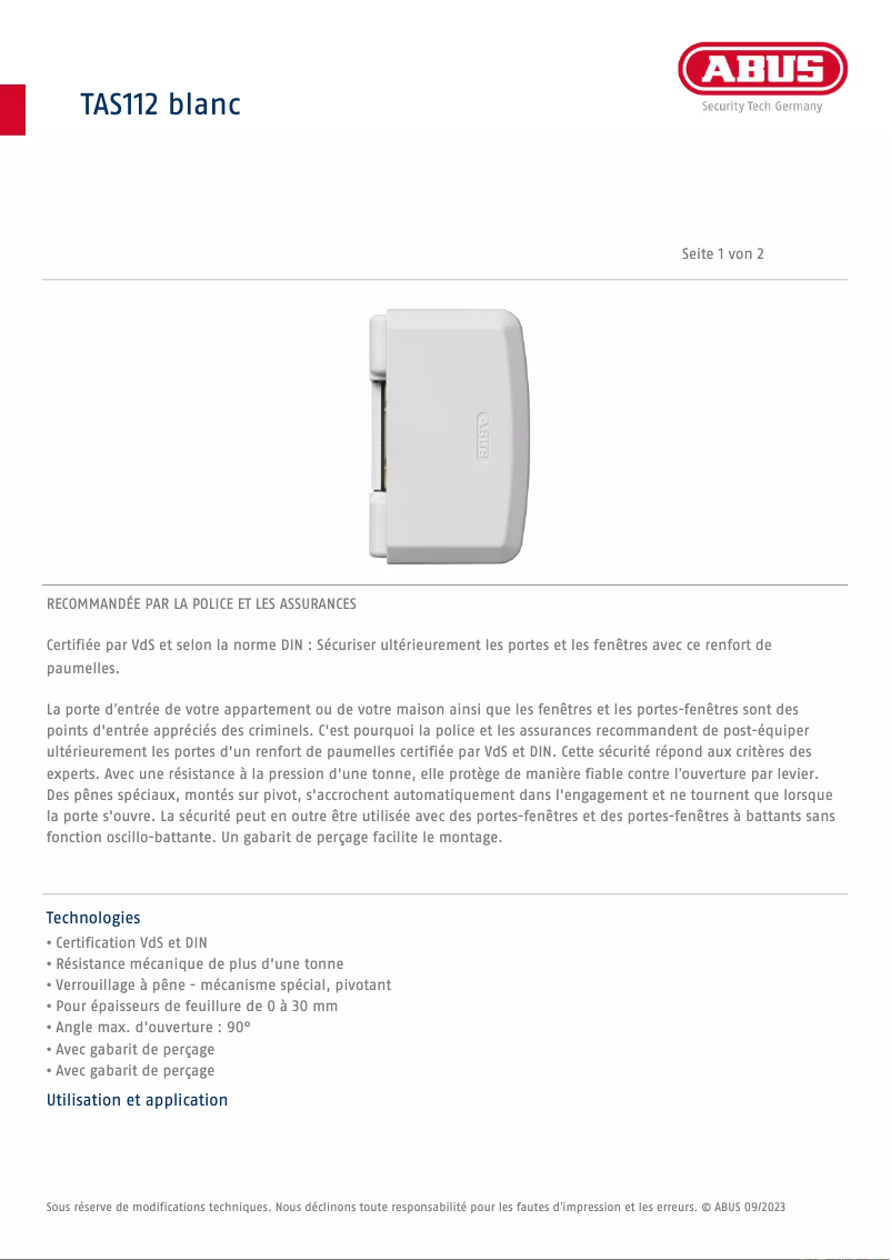 Image de la première page du manuel de l'appareil TAS112