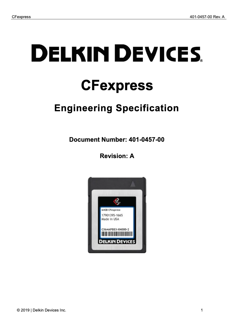 Página 1 del manual Manual de usuario Delkin Devices CFexpress