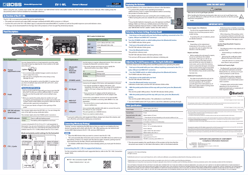 Page n°1 - Manuel utilisateur Boss EV-1-WL
