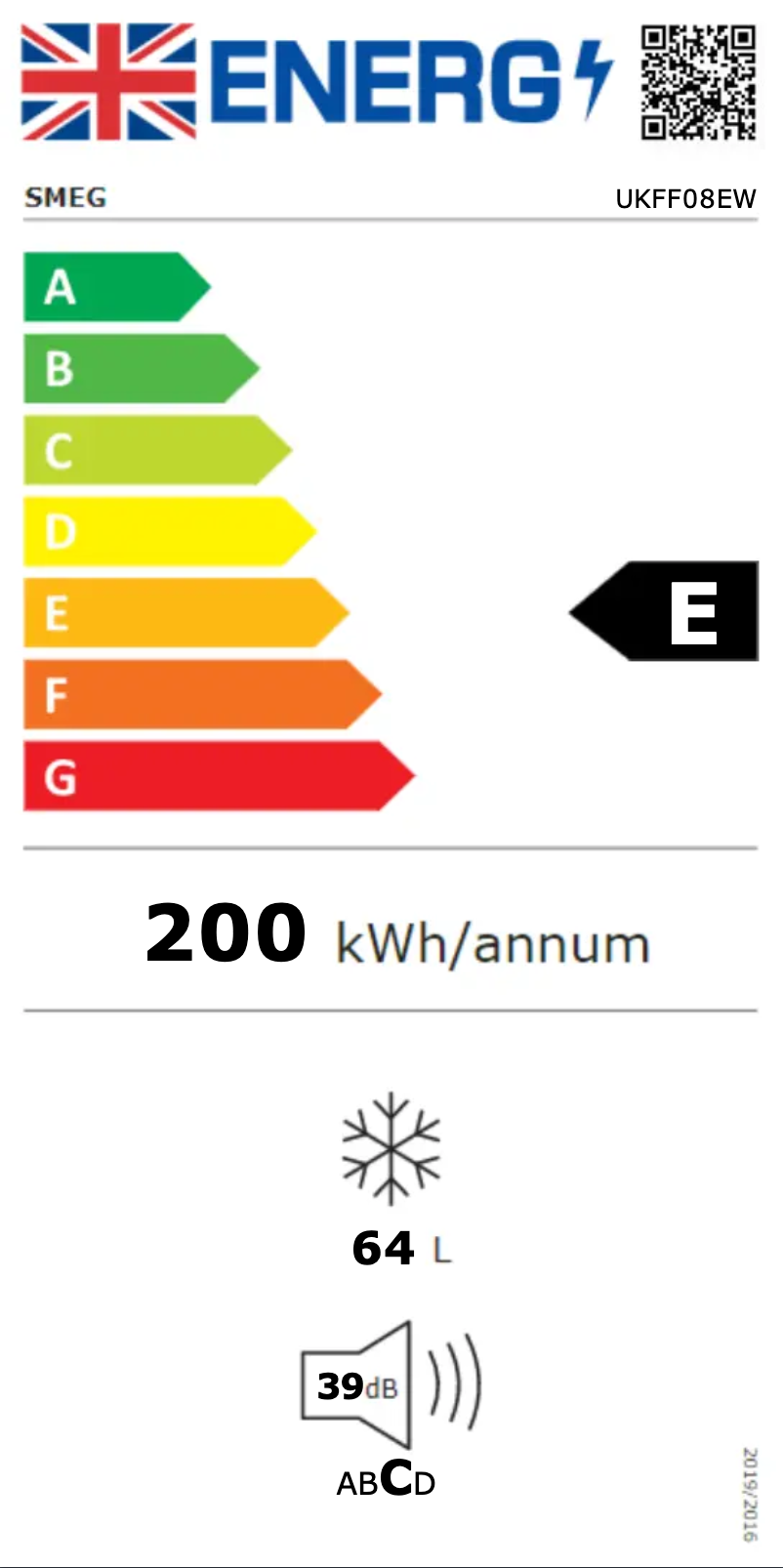 Page n°1 - Label énergétique Smeg UKFF08EW