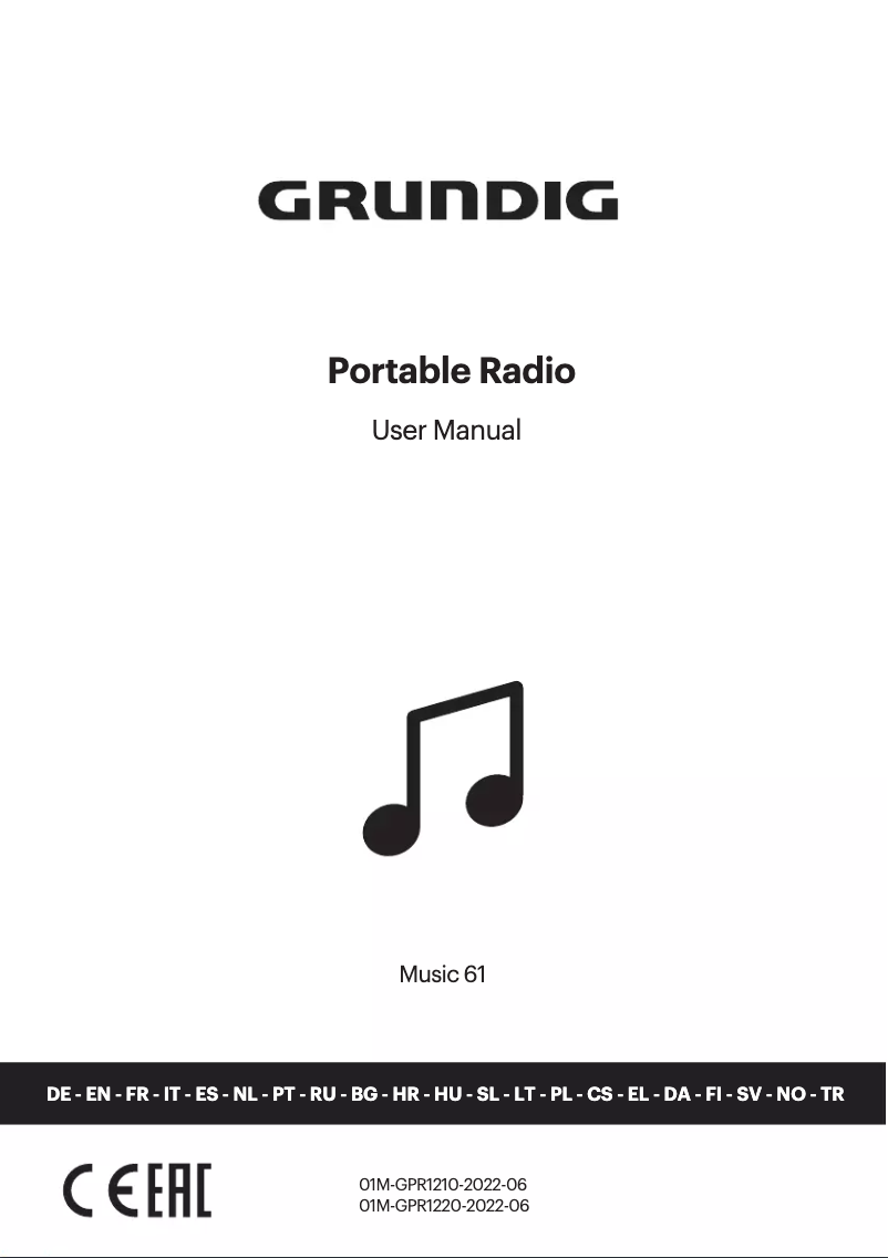 Page 1 de la notice Manuel utilisateur Grundig Music 61