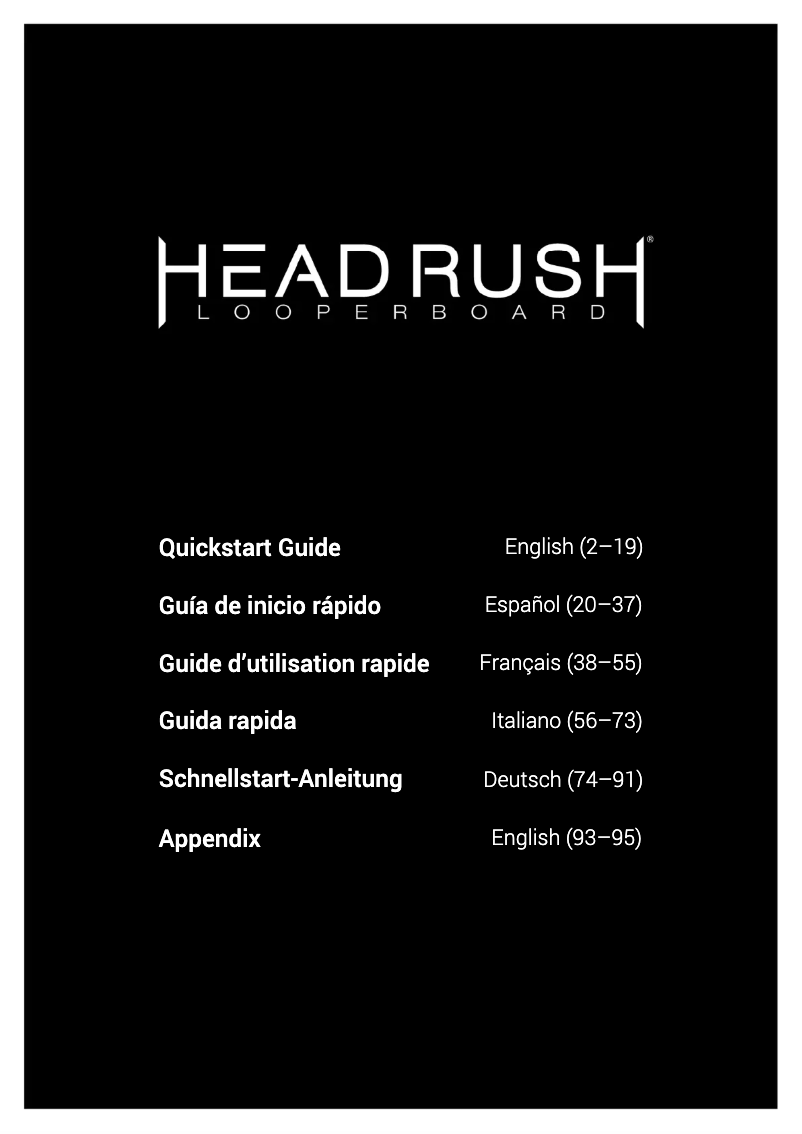 Page n°1 - Guide de démarrage rapide HeadRush Looperboard