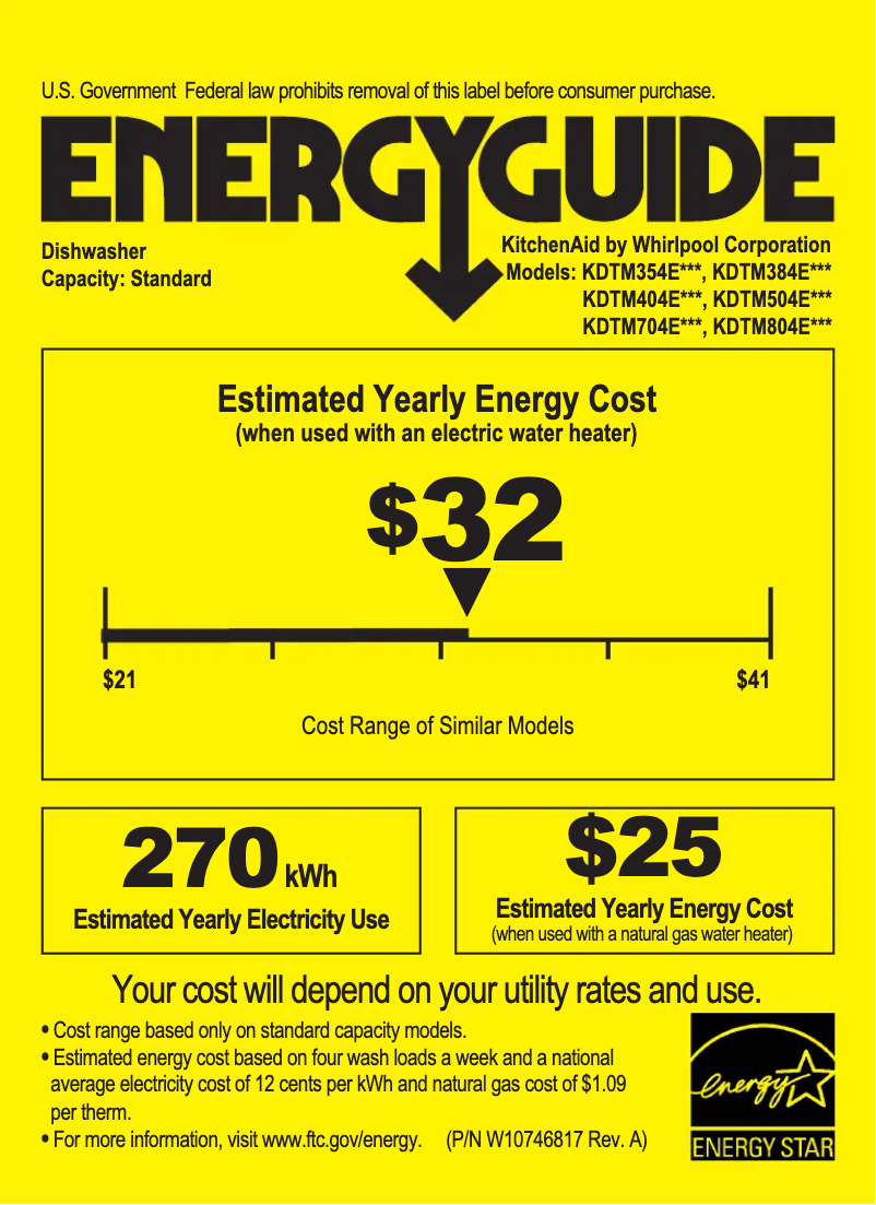 Page 1 de la notice Label énergétique KitchenAid KDTM384E