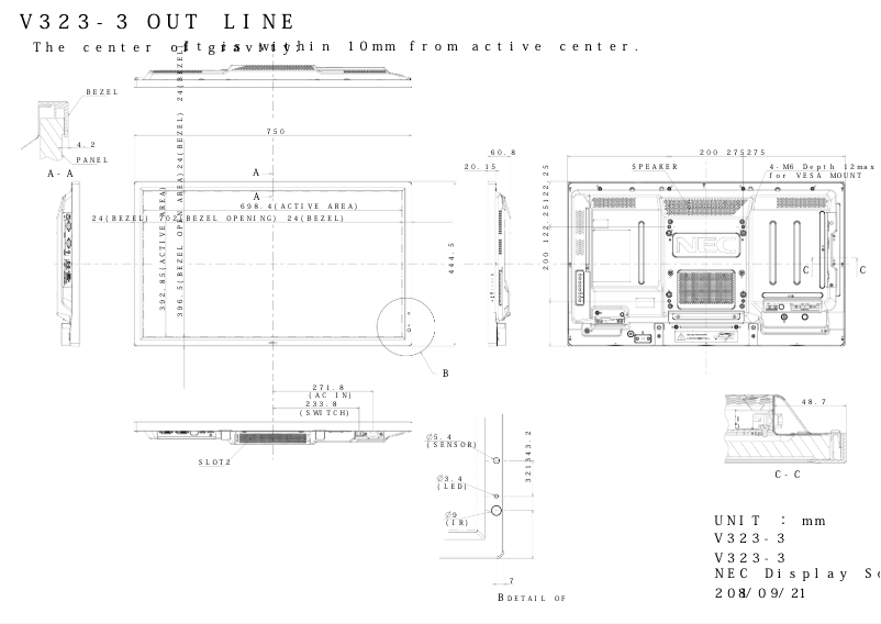 Página 1 del manual Dibujo técnico NEC MultiSync V323-3