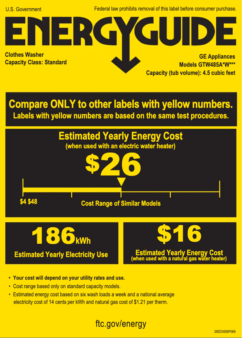 First page image of the manual for GTW485ASWWB