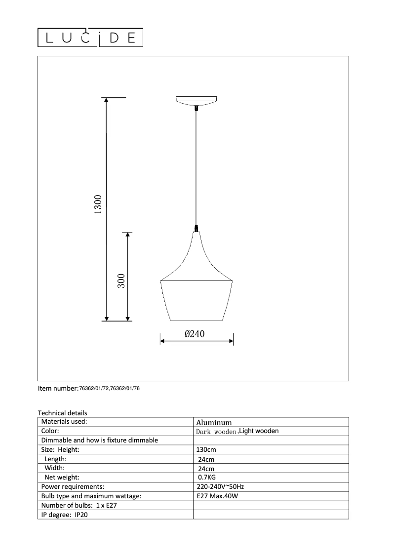 Page n°1 - Manuel utilisateur Lucide Woody 76362/01/76