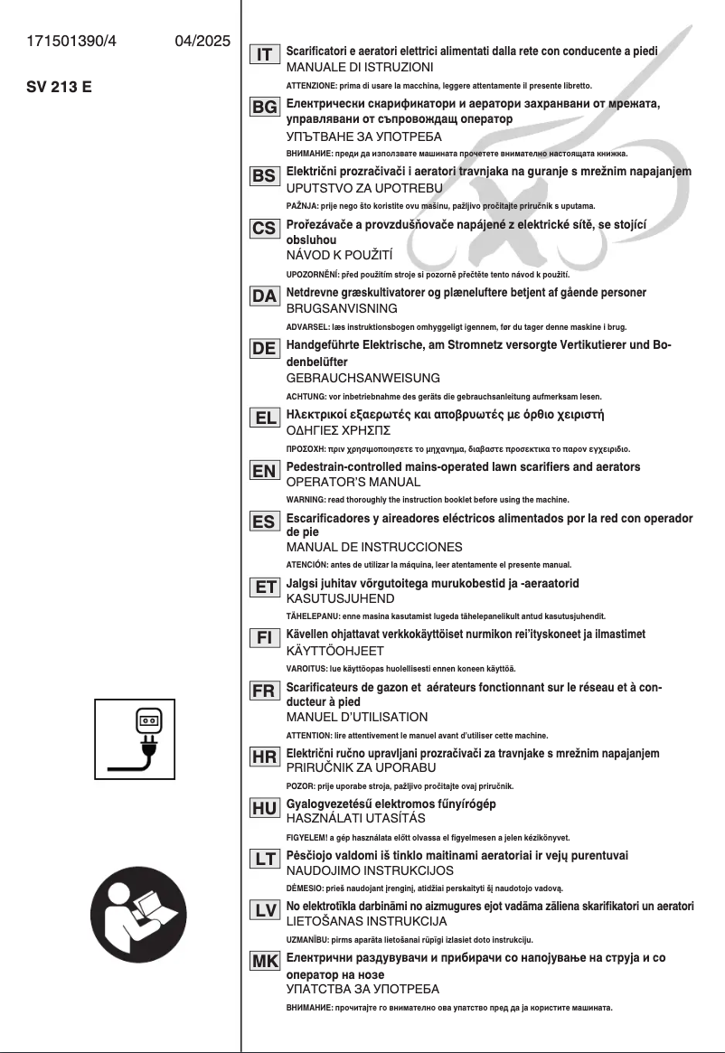 Page n°1 - Manuel utilisateur Stiga SV 213 E