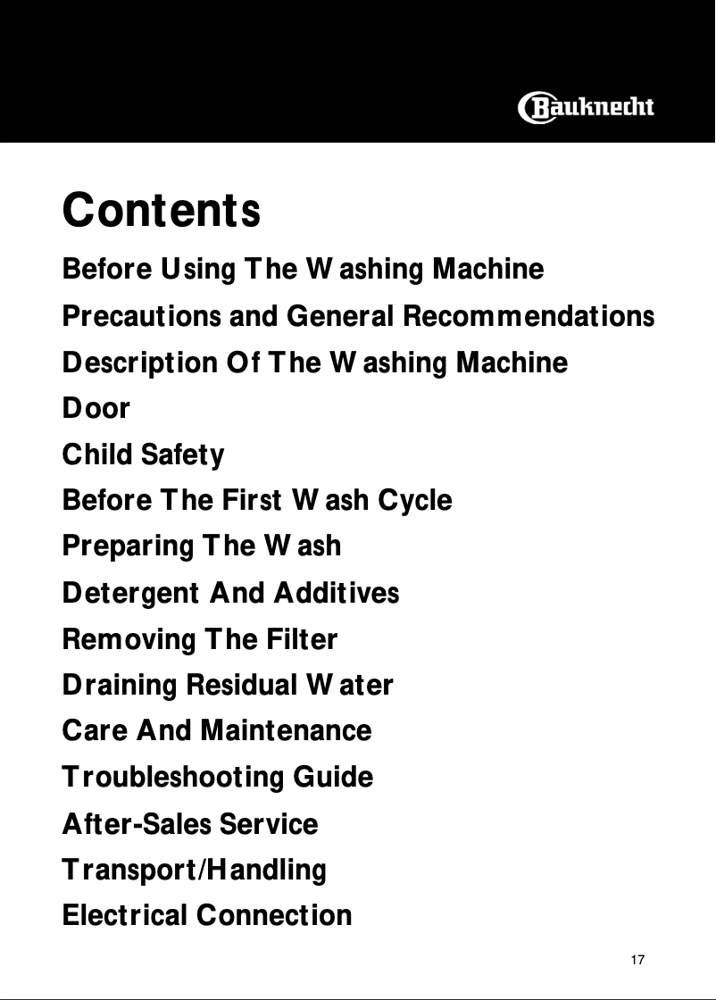 Page 1 de la notice Manuel utilisateur Bauknecht WAK 7951