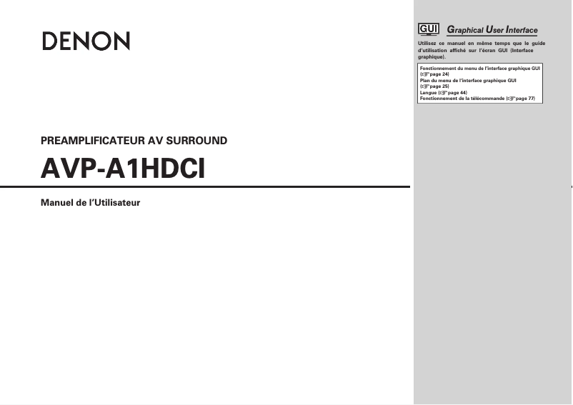 Page n°1 - Manuel utilisateur Denon AVP-A1HDCI(A)