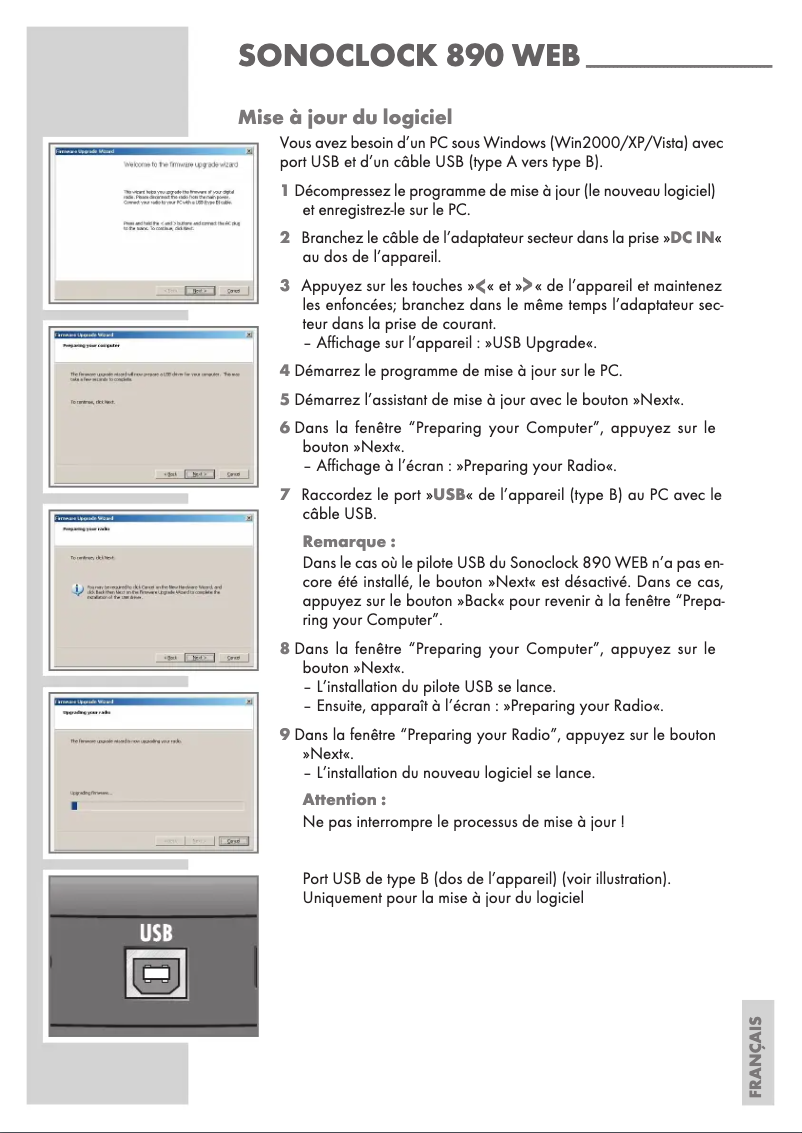 Page 1 de la notice Manuel utilisateur Grundig Sonoclock 890 WEB