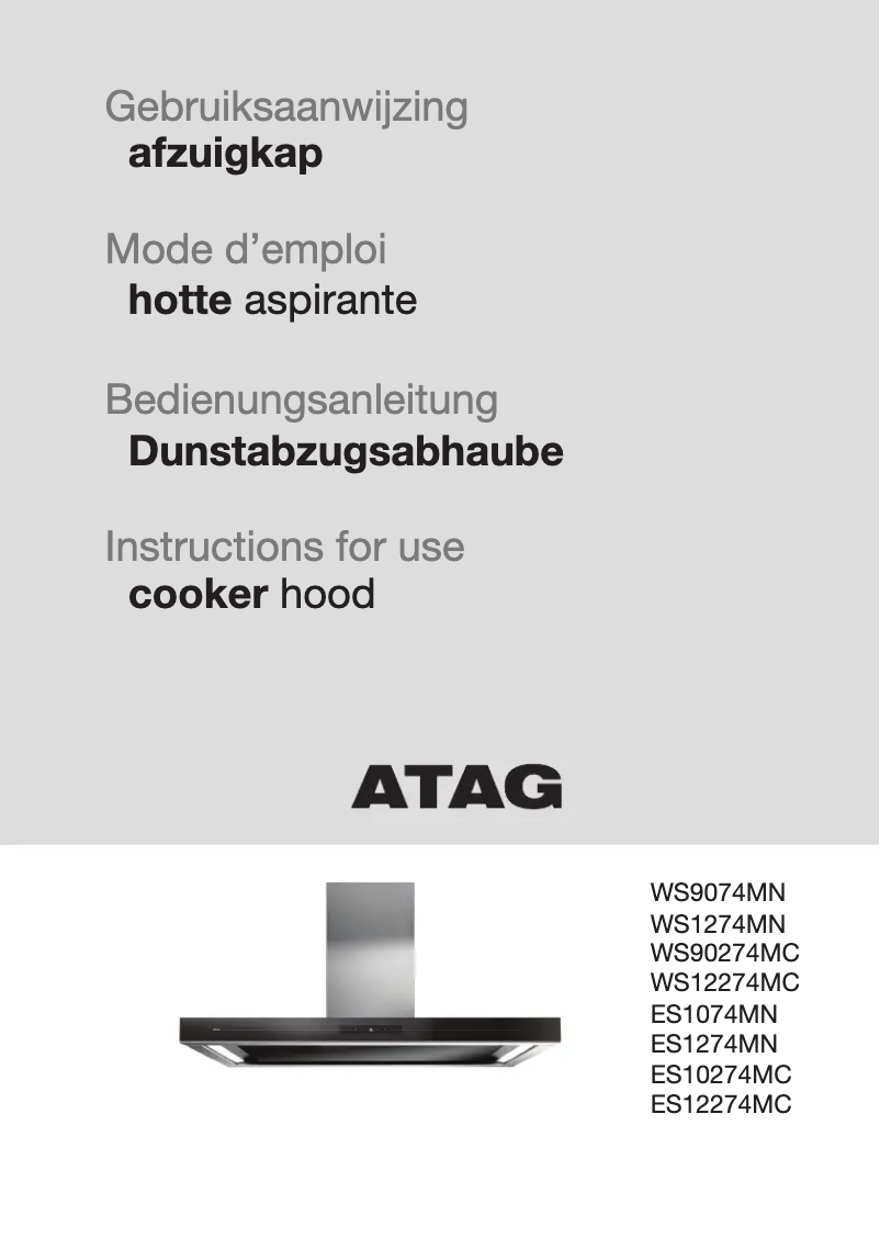 Page 1 de la notice Manuel utilisateur Atag ES1074MN