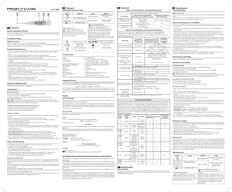 Page 1 de la notice Manuel utilisateur ProfiCare PC-FT 3057
