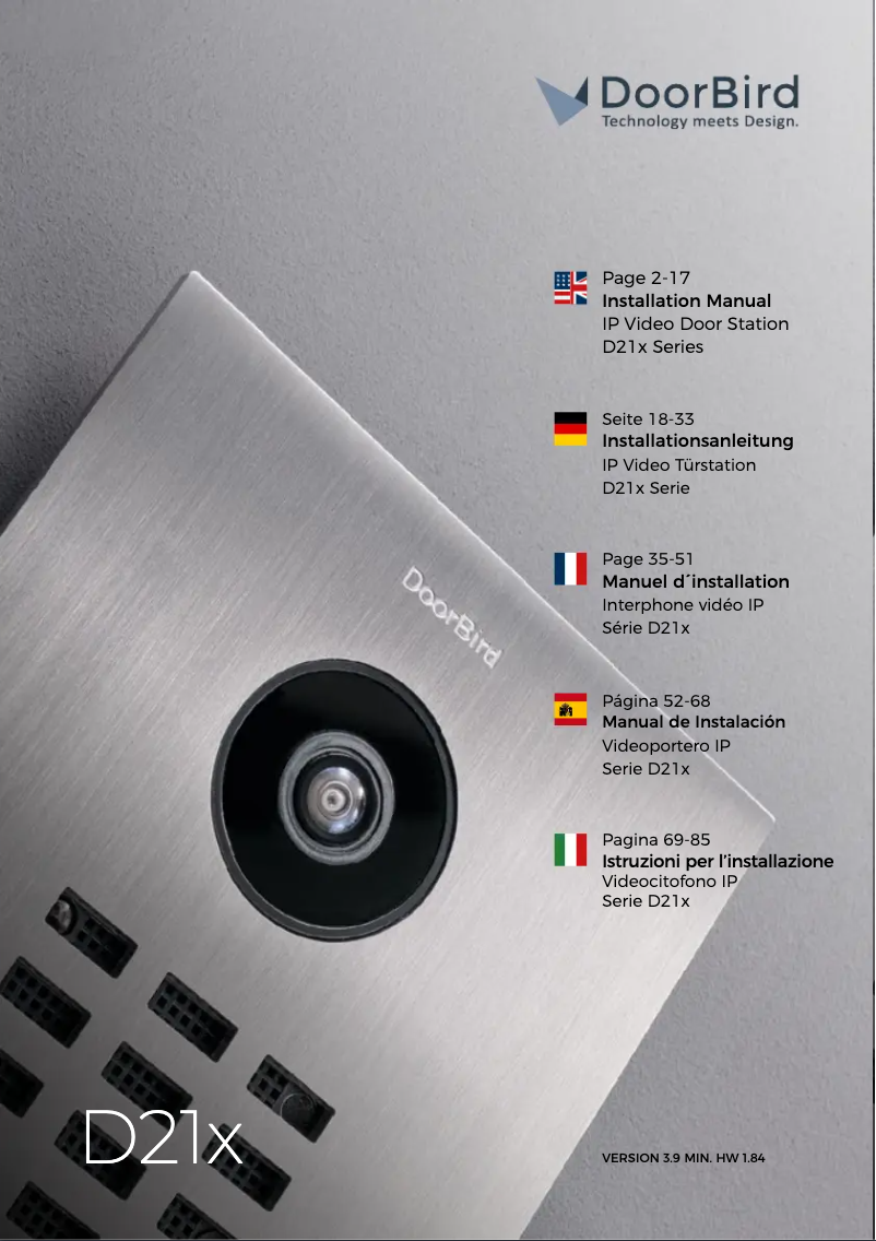 Page n°1 - Manuel utilisateur DoorBird D21DKH