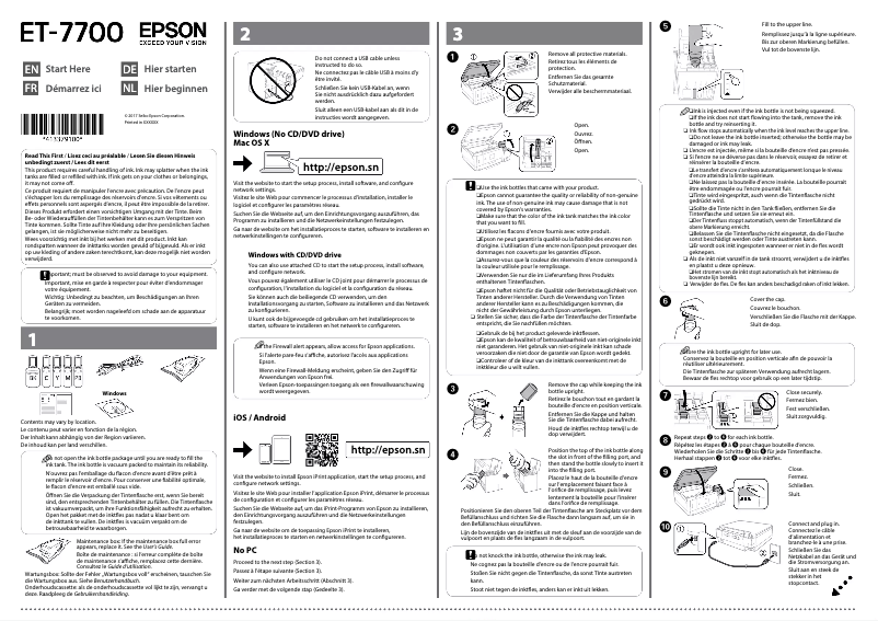 Page 1 de la notice Guide d'installation Epson EcoTank ET-7750