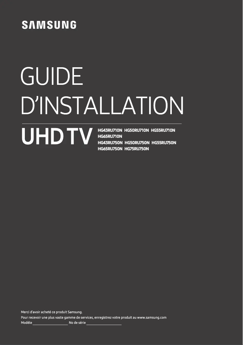 Page 1 de la notice Guide d'installation Samsung HG55RU710NF