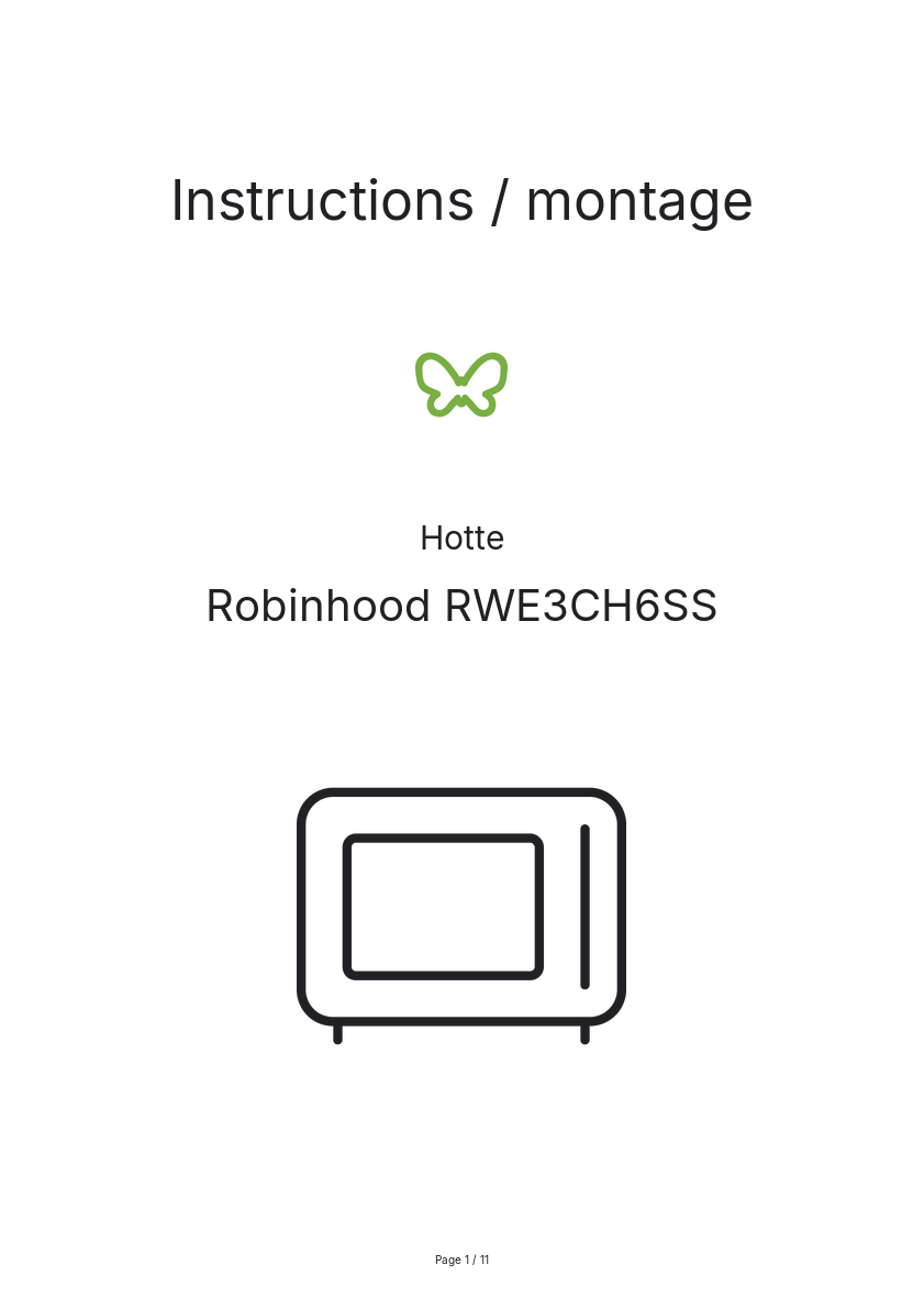 Page n°1 - Instructions / montage Robinhood RWE3CH6SS