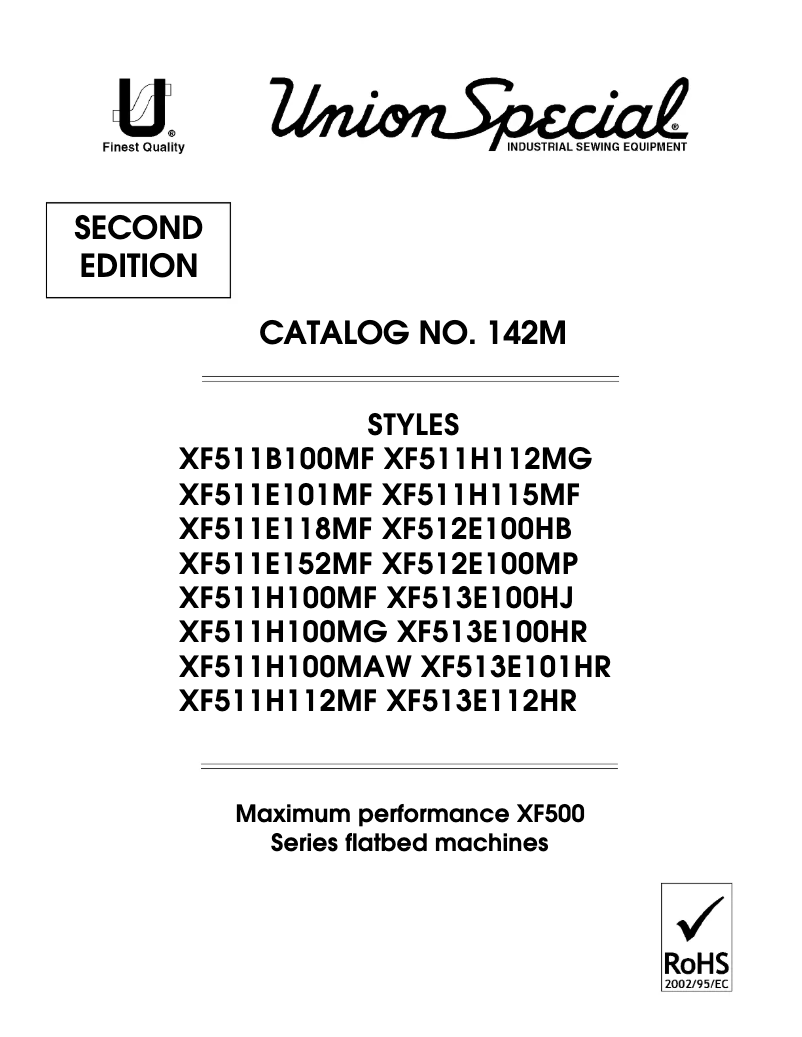 Page n°1 - Manuel utilisateur Union Special XF511E101MF