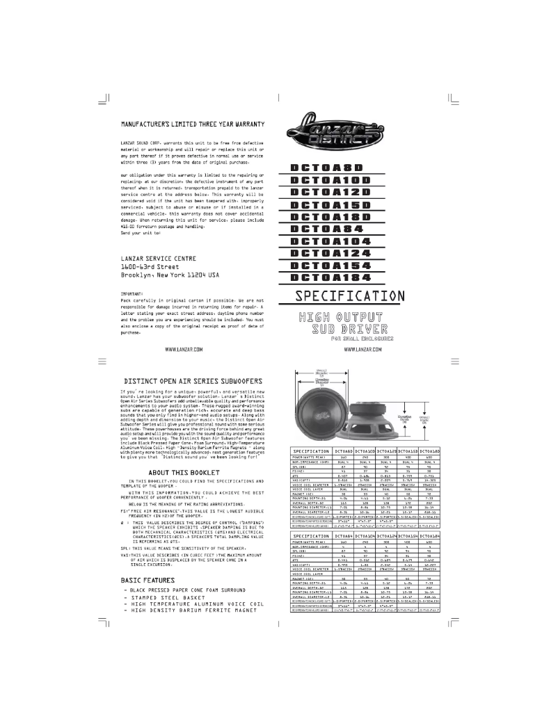 Image de la première page du manuel de l'appareil DCTOA8D