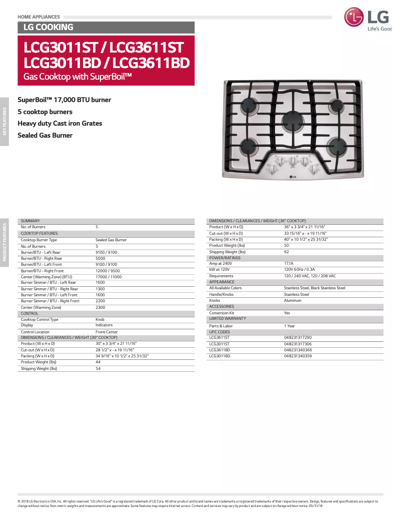 Page 1 de la notice Fiche technique LG LCG3611BD