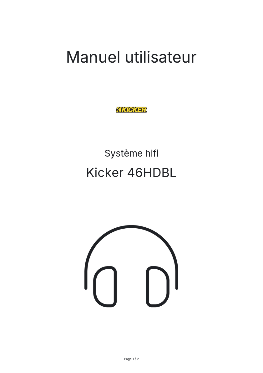 Page n°1 - Manuel utilisateur Kicker 46HDBL