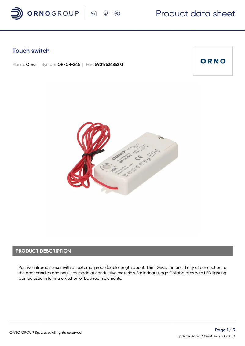 Image de la première page du manuel de l'appareil OR-CR-245