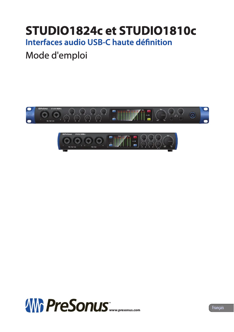 Page 1 de la notice Manuel utilisateur PreSonus Studio 1810c