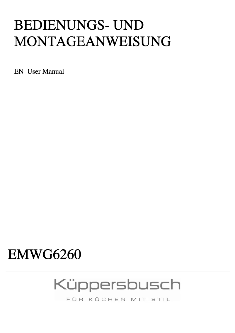 Page 1 de la notice Manuel utilisateur Küppersbusch EMWK 6260.0